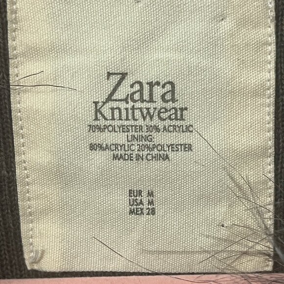 Zara Knitwear Faux Fur Vest Long Feathery Grey Black Women's Medium - Picture 3 of 9